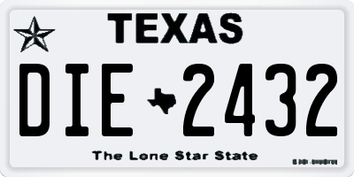 TX license plate DIE2432
