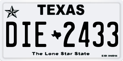 TX license plate DIE2433