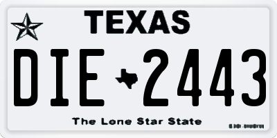 TX license plate DIE2443