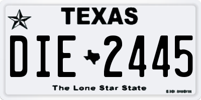 TX license plate DIE2445