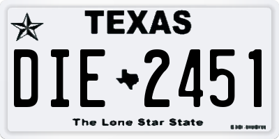 TX license plate DIE2451