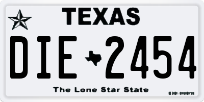 TX license plate DIE2454