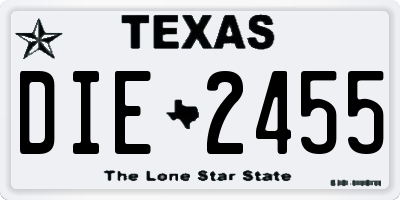 TX license plate DIE2455