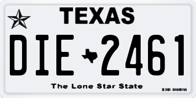 TX license plate DIE2461