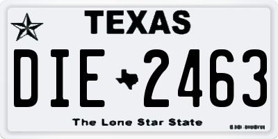 TX license plate DIE2463