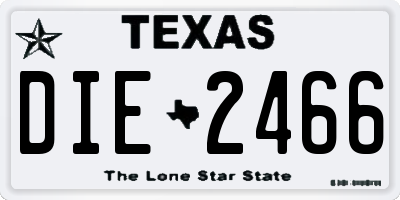 TX license plate DIE2466