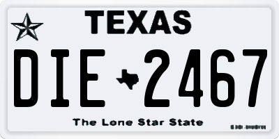 TX license plate DIE2467