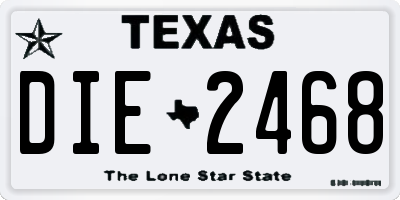 TX license plate DIE2468