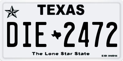 TX license plate DIE2472