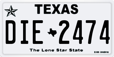TX license plate DIE2474