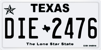 TX license plate DIE2476