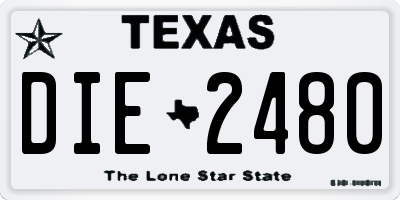 TX license plate DIE2480
