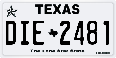 TX license plate DIE2481