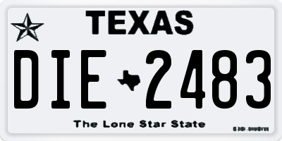 TX license plate DIE2483