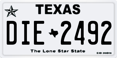 TX license plate DIE2492
