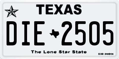 TX license plate DIE2505