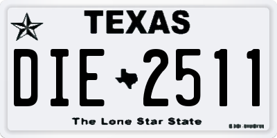 TX license plate DIE2511