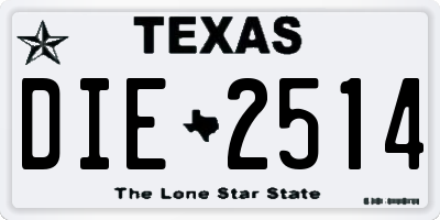 TX license plate DIE2514