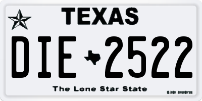 TX license plate DIE2522