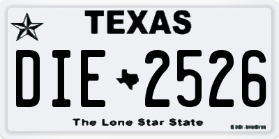 TX license plate DIE2526