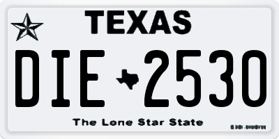 TX license plate DIE2530
