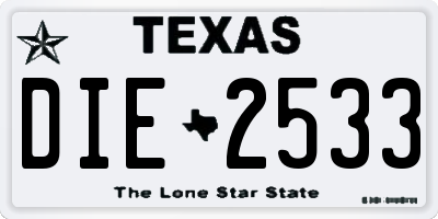 TX license plate DIE2533