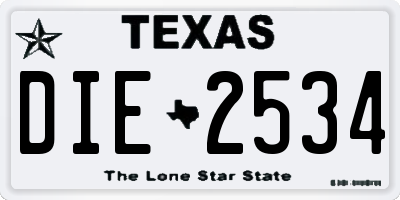 TX license plate DIE2534