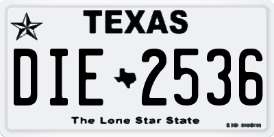 TX license plate DIE2536