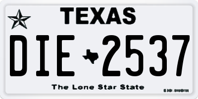 TX license plate DIE2537