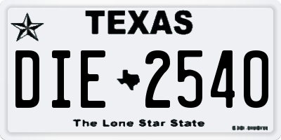 TX license plate DIE2540
