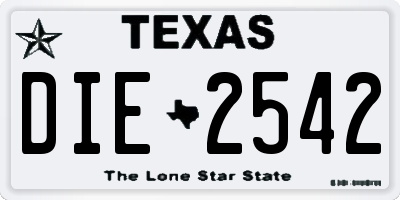 TX license plate DIE2542