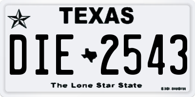 TX license plate DIE2543