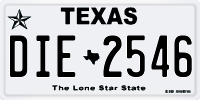 TX license plate DIE2546