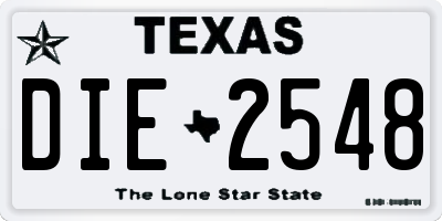 TX license plate DIE2548