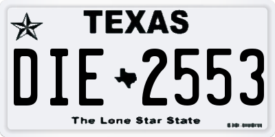 TX license plate DIE2553
