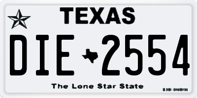TX license plate DIE2554