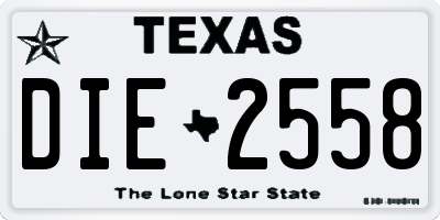 TX license plate DIE2558