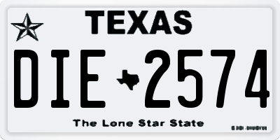 TX license plate DIE2574