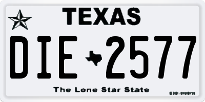TX license plate DIE2577