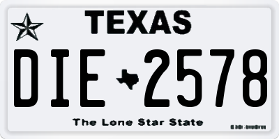 TX license plate DIE2578