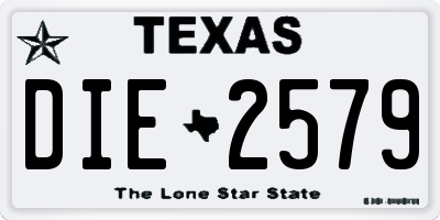 TX license plate DIE2579