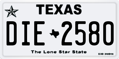 TX license plate DIE2580