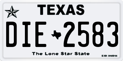 TX license plate DIE2583