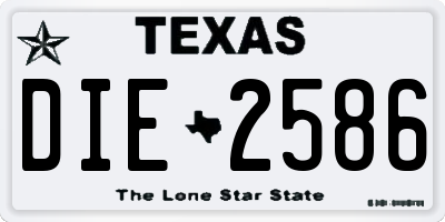 TX license plate DIE2586