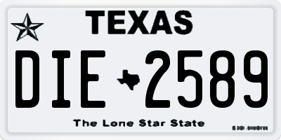 TX license plate DIE2589
