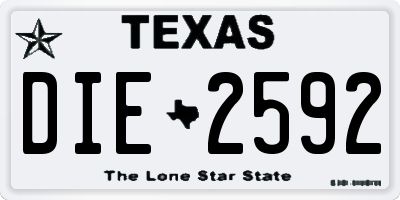 TX license plate DIE2592