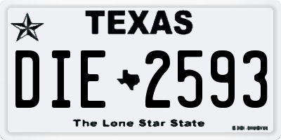 TX license plate DIE2593