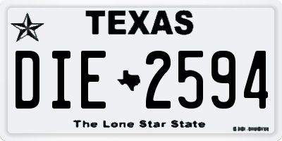 TX license plate DIE2594