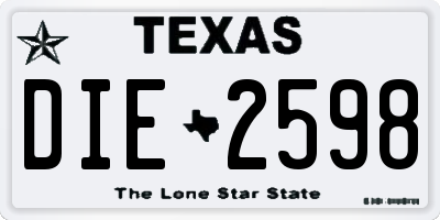 TX license plate DIE2598