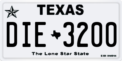 TX license plate DIE3200